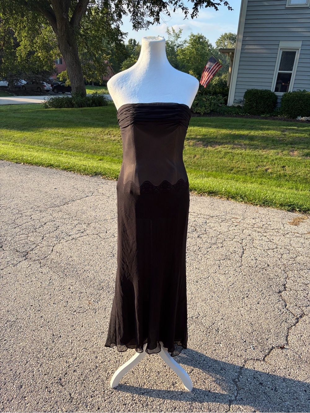 Dorian Ho Collection sz 6 Silk Formal Prom Dress Gown Black Pageant Prom Evening